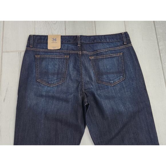 Lands End Men's Canvas Jeans Size 34x32 Slim Leg Stretch Dark Denim Blue - Picture 6 of 11